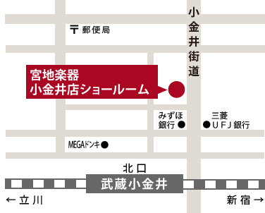 宮地楽器　小金井店ショールーム　店舗地図